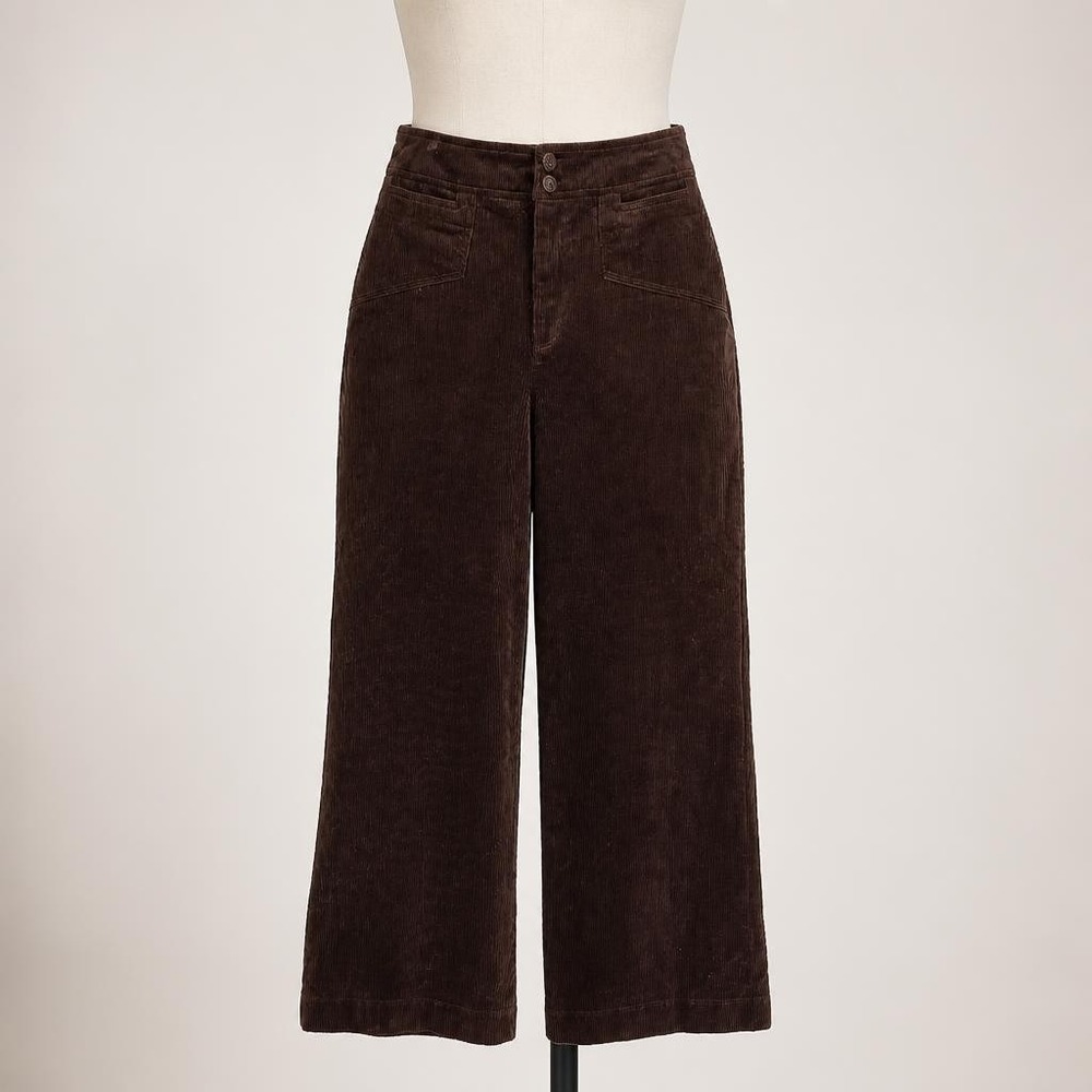 7 For All Mankind Corduroy Wide Leg Pants Womens 10 Brown High Rise Stretch